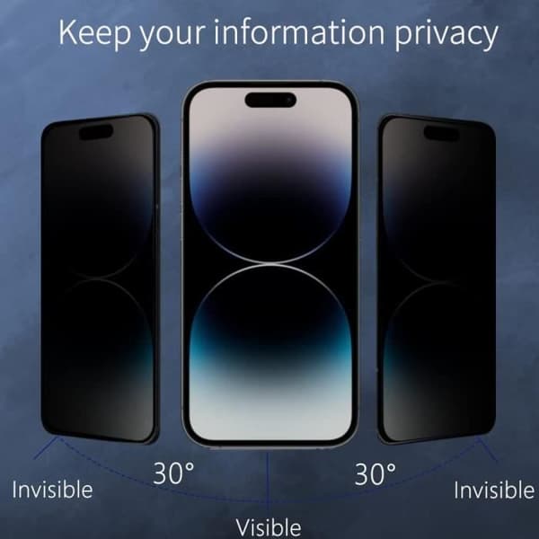 3 delar antispionhärdat glas för iPhone 14 Pro Max (6,7") Svart