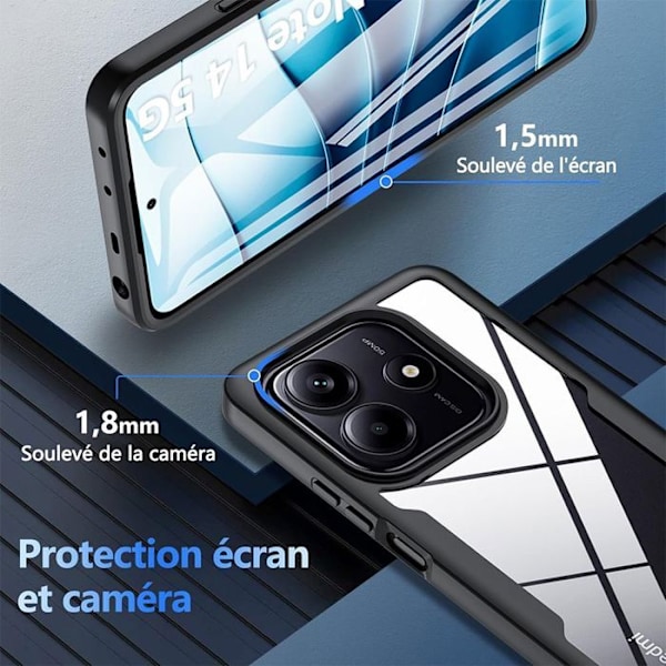 Coque för Xiaomi Redmi Note 14 5G (inte för 4G) Skydd 360 Hybrid - Svart Svart