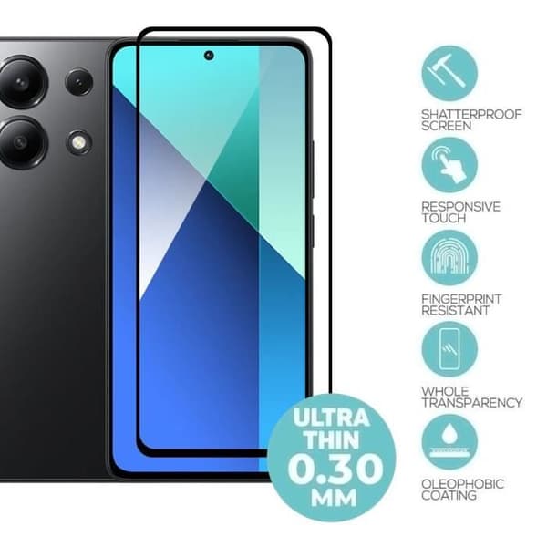 Härdat glas - E.F.Connection - Redmi Note 13 4G-5G - 2 stycken - Repåresistent - Stötsäker Transparent med svart kant