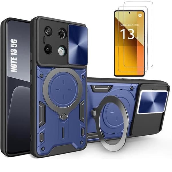 Coque - E.F.CONNECTION - För Xiaomi Redmi Note 13 5G - Stötsäker - Rotationsstöd - Skjutbart Kameraskydd marinblå