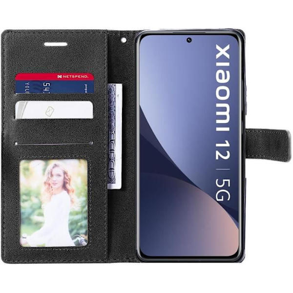 Etui til Xiaomi 12-12X - Magnetisk lukning massiv lædereffekt Elegant sort