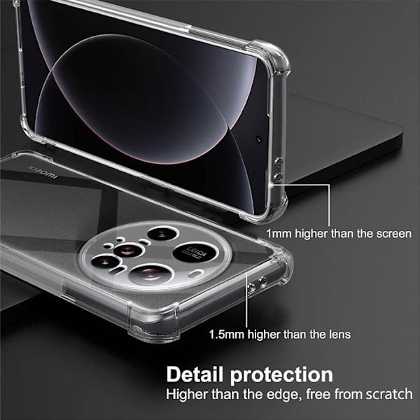 "Coque + 2 Glas med dämpning för Xiaomi 15 Ultra, Skydd med 4 Förstärkta Hörn Transparent silikon" Transparent
