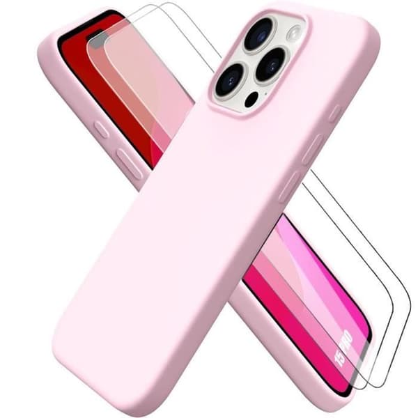 Silikonskal - för iPhone 15 Pro - Rosa - Stötsäker - Repåter - Mjuk Rosa