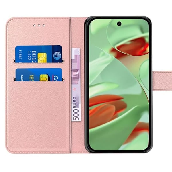 Coque för Google Pixel 9 Pro - MÄRKE - Flip Case Läder Effekt - Rosa - Mjuk - Fällbart Stöd Rosa