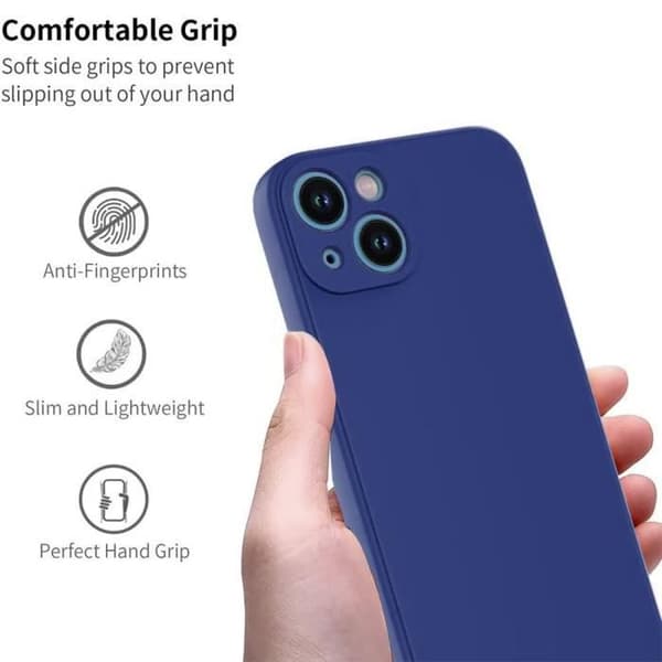 Coque - E.F.CONNECTION - för iPhone 14 Plus - 360° Hybrid Skydd - Silikon + PET - Marinblå marinblå