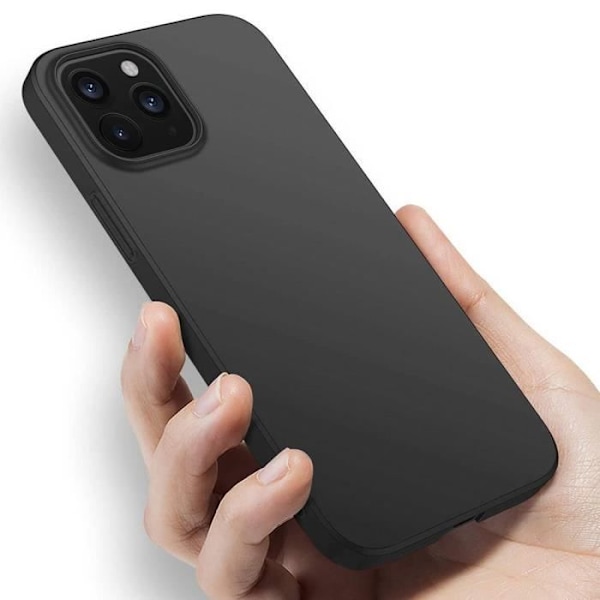 Cover til iPhone 12 Pro Max Sort + 2 × hærdet glas skærmbeskytter, blød silikone bumper beskyttelsescover