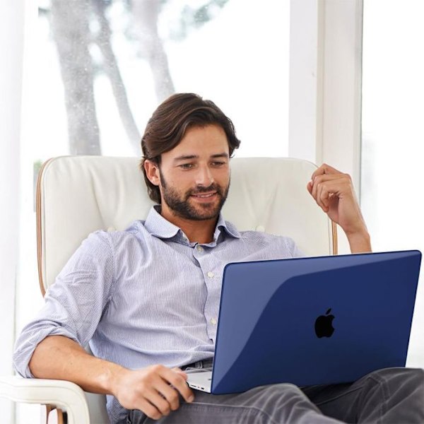 Skydd för MacBook Pro 16 Tum M4 M3 M2 M1 Pro/Max 2024 2023 2021, Hård Antihalk Effekt Blank - Mörkblå marinblå