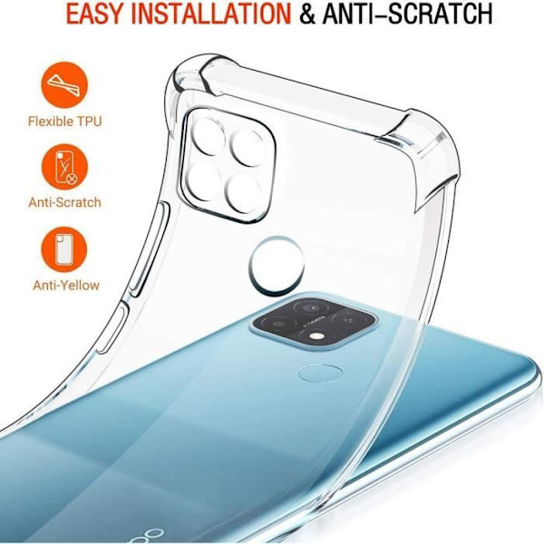 Coque för OPPO A15 (6,52") - E.F.CONNECTION - Silikon - Förstärkt skydd 4 hörn Stötabsorberande - Transparent Transparent