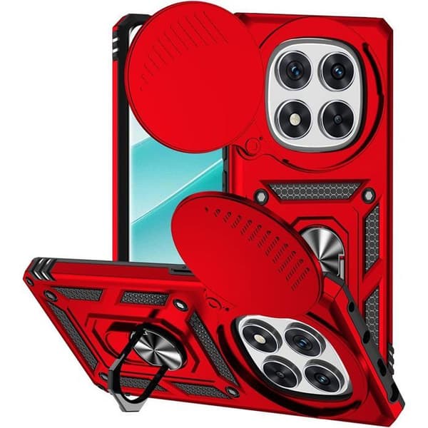 Coque - E.F.CONNECTION - För Xiaomi Redmi Note 14 Pro 4G - Stötsäker - Bakstöd - Kameraskydd Röd