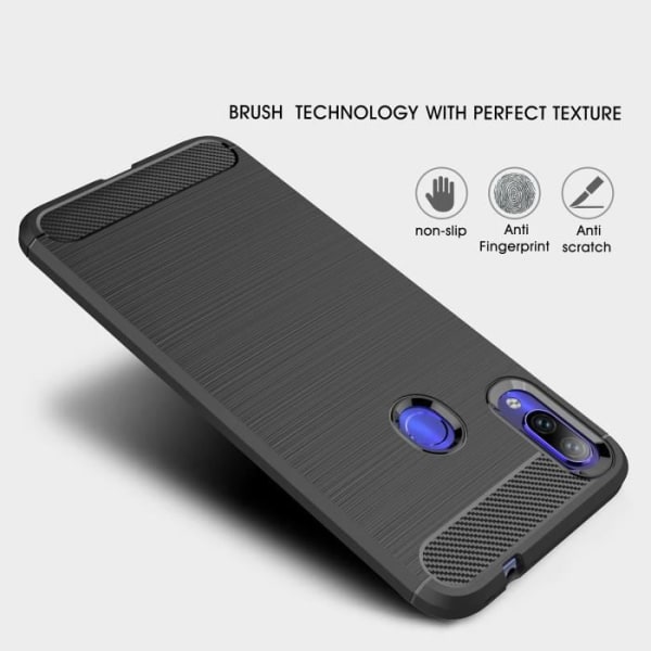RedmiNote 7 Carbon Fiber Resilient TPU Shockproof Protective Armor Case för Xiaomi Redmi Note 7 6.3" - Svart