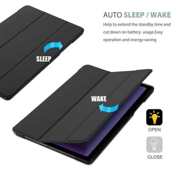 Coque Tablett - E.F.CONNECTION - för Samsung TAB A7 - Syntetiskt läder - Mikrofibrer - Multifunktionellt skydd Svart