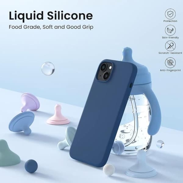 Coque - E.F.CONNECTION - för iPhone 15 Plus - Silikon TPU - Mörkblå - Mjuk marinblå
