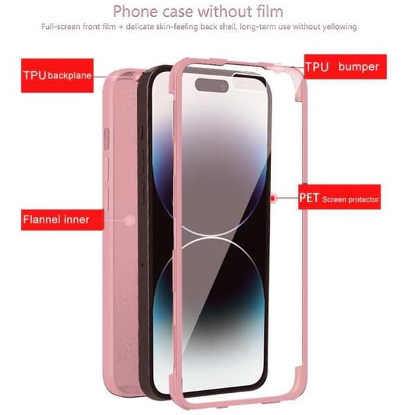 Coque 360 - EF CONNECTION - för iPhone 14 Pro - Rosa - Heltäckande Skydd - Rep-resistant Rosa