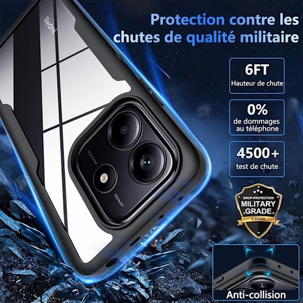Coque för Xiaomi Redmi Note 14 5G (inte för 4G) Skydd 360 Hybrid - Svart Svart