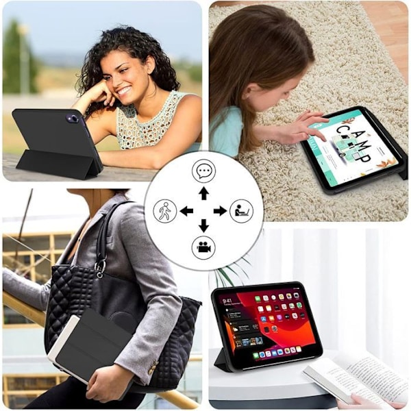 Coque + Härdat Glas för iPad Pro 11 Tum (2022/2021/2020/2018) Stötsäker Skydd Stödfunktion - Svart Svart