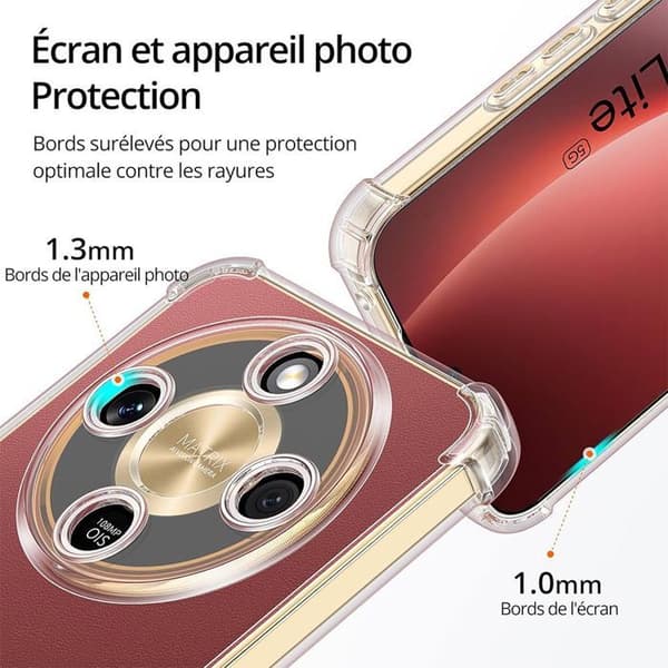 Coque + 2 Doppade Glas för Honor Magic 8 Lite, Slitstark Silikon Stötsäker Med Förstärkta Hörn Transparent