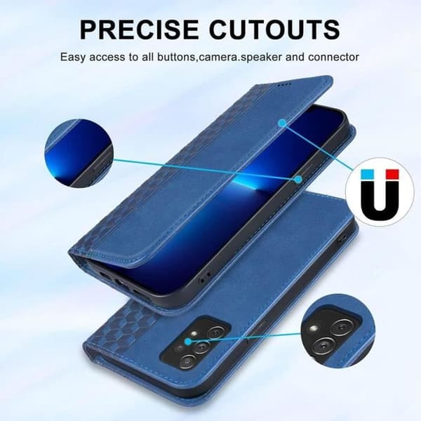 Coque - E.F.CONNECTION - För Xiaomi Redmi Note 11 Pro - Marinblått PU-läder - Plånbok - Semihård marinblå