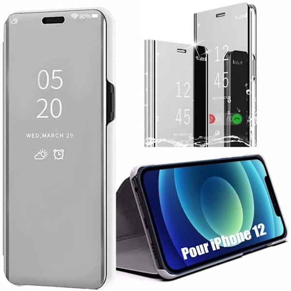 Skyddsfodral - E.F.CONNECTION - för iPhone 12 - Spegeleffekt - Silver - Hel skydd Silver
