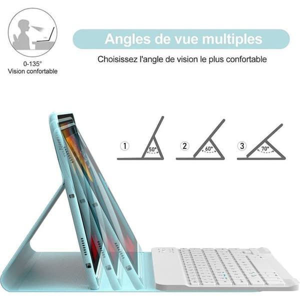 Tangentbordsskal - E.F.CONNECTION - för iPad 10,2" (2019/2020/2021) PU-läder Blå - Magnetiskt Bluetooth-tangentbord