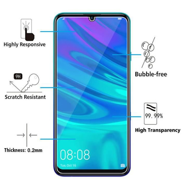 Härdat glas - Cophone - Huawei P Smart PLUS 2019 - Set om 2 - Anti-chock skydd - Härdat glas