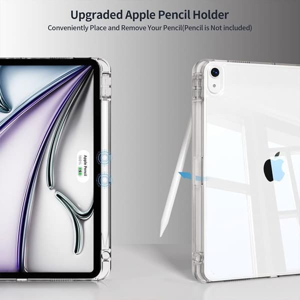 Skyddshölje - E.F.Connection - för iPad Air 11" - Mönster Katt - Pennhållare - Fällbart Lock Blå, Beige, Svart