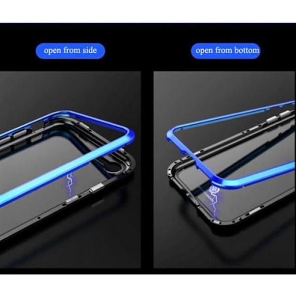 Coque - Magnetisk - iPhone X - Sort + Transparent - Tempereret glas - Ultra tynd Svart + Transparent