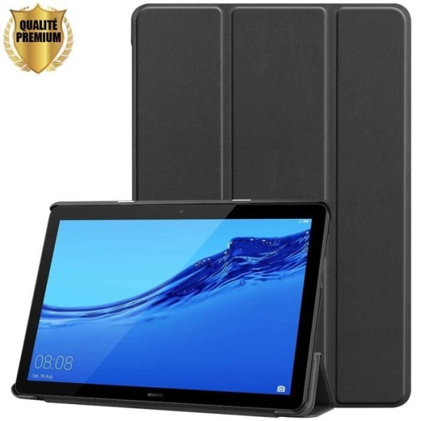 Coque Tablette - E.F.CONNECTION - til Médiapad T5 - Stødafvisende - Oplader - Standby-Vækkeu Svart