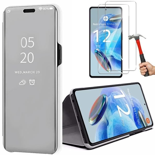 Skyddsfodral för Xiaomi Redmi Note 12 Pro 5G - E.F.CONNECTION - Smart Case - Spegeleffekt - Silver Silver