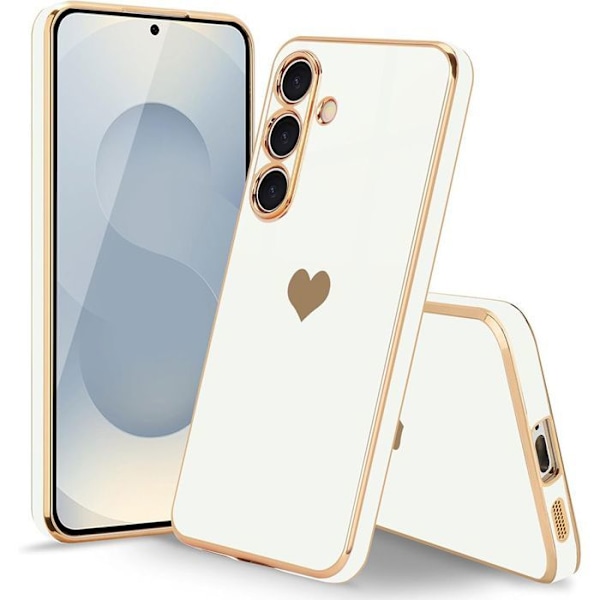 Coque + 2 Dämpade Glas för Xiaomi 15, Hjärtmotiv Stötsäker Mjuk Repfria Vit Vit