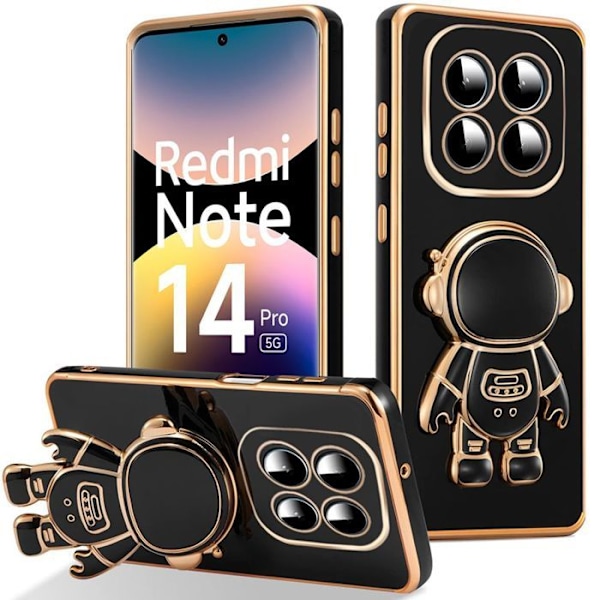 Coque til Xiaomi Redmi Note 14 Pro 5G (ikke til 4G) Stødabsorberende beskyttelse med astronautstøtte - Sort Svart