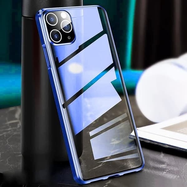 Skyddshölje - E.F.CONNECTION - för iPhone 13 Pro - Härdat glas - Stötabsorberande - Blå Blå