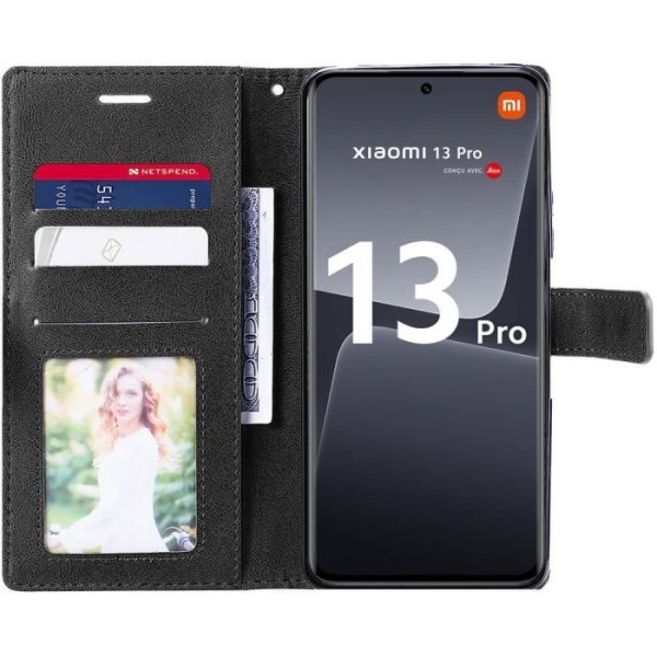 Etui til Xiaomi 13 Pro Flip Case Syntetisk læder Flap Brun-Sort Tofarvet