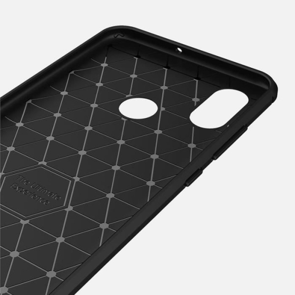 Carbon Fiber Resilient TPU Shockproof Protective Armor Case til Xiaomi Mi 8 6.21" - Sort Svart