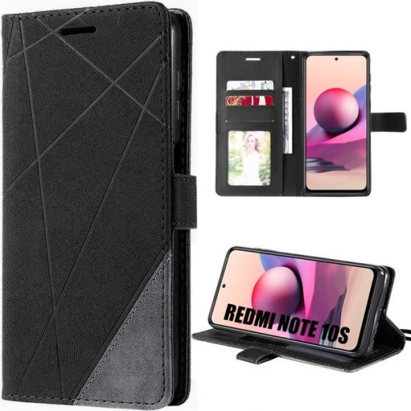 Fodral till Xiaomi Redmi Note 10S Anti-Scratch Stötsäkert skyddande syntetiskt läder Svart