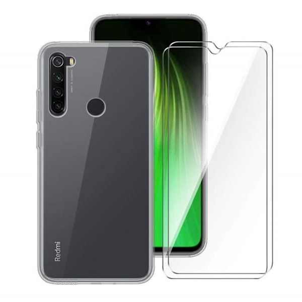 2-pak hærdet glas + Xiaomi Redmi Note 8T Pro Soft Silikone Case Protector Bumper Cover Shell til XIAOMI Redmi Note 8T 6.3"