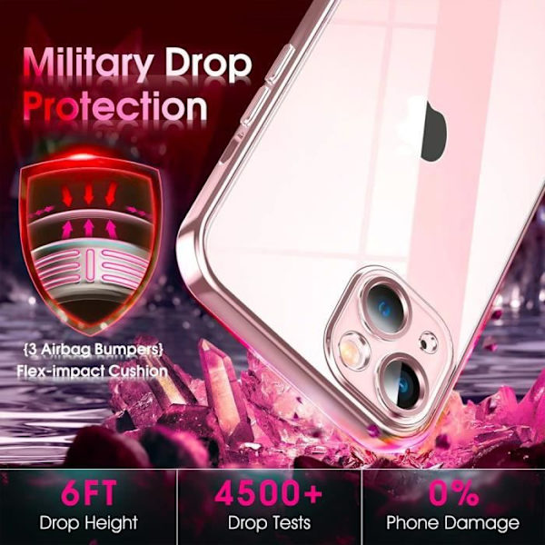 Silikone cover til iPhone 14 Pink og 2 hærdet glas skærmbeskytter