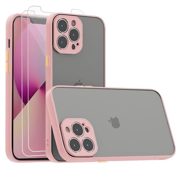 Coque för iPhone 13 Pro Max (6.7') - E.F.CONNECTION - Semi-rigid - Matt skal - Mjuk mot huden - 6,7" - Rosa - Härdat glas Rosa