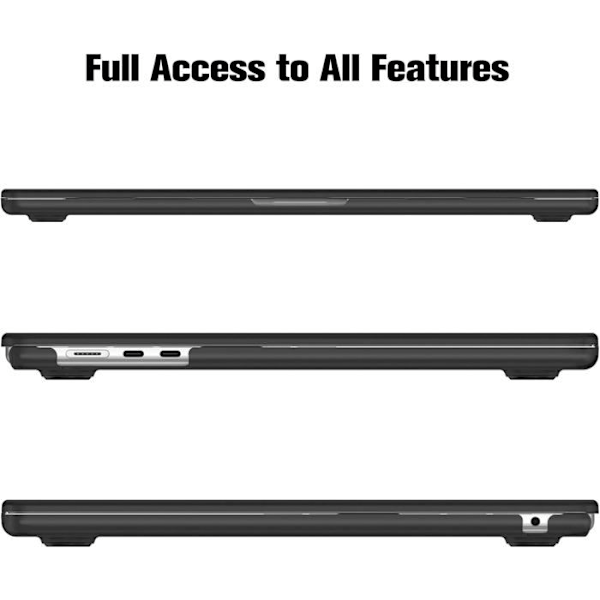 Coque Kompatibel med MacBook Air 15 Tommer M4 M3 M2 (A3241/A3114/A2941, 2025/2024/2023) - Tynd og Let Hård Etui [A1] Färg: Matt Svart