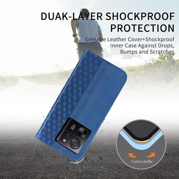Coque - Xiaomi - 13T/13T Pro - Syntetiskt Läder - Mörkblå - Magnetisk Stängning marinblå