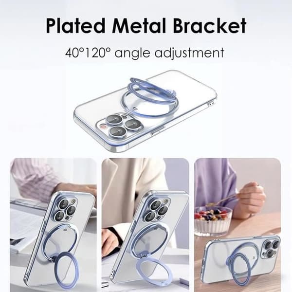 Skyddsskal - Silikon - för iPhone 16 Pro Max - Rotera magnetiskt stödhållare - Slim - Blå Blå