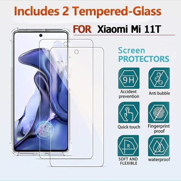 Advansia härdat glas och skyddskåpa för Xiaomi 11T- Mi 11T Pro [2 + 1] 3c6d  | Fyndiq