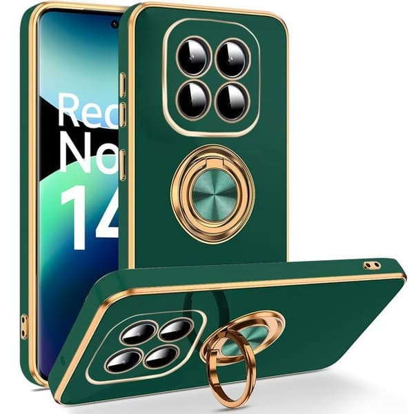 Fodral för Xiaomi Redmi Note 14 Pro Plus 5G/Note 14 Pro+ 5G - TPU-skydd med Grön Ring Natt Nattgrönt