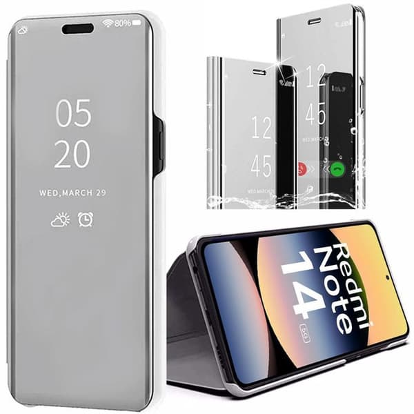 Skyddsskal - E.F.CONNECTION - För Xiaomi Redmi Note 14 5G - Stöttålig - Spegeleffekt - Silverfärgad Silver