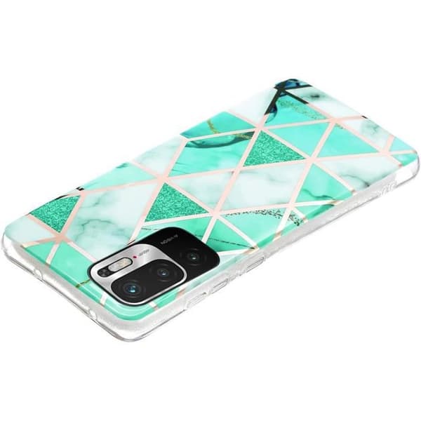 Coque - E.F.CONNECTION - För Xiaomi Redmi Note 10 5G - Marmor Mönster Turkos - Stötskydd - Slim Elegant Turkos