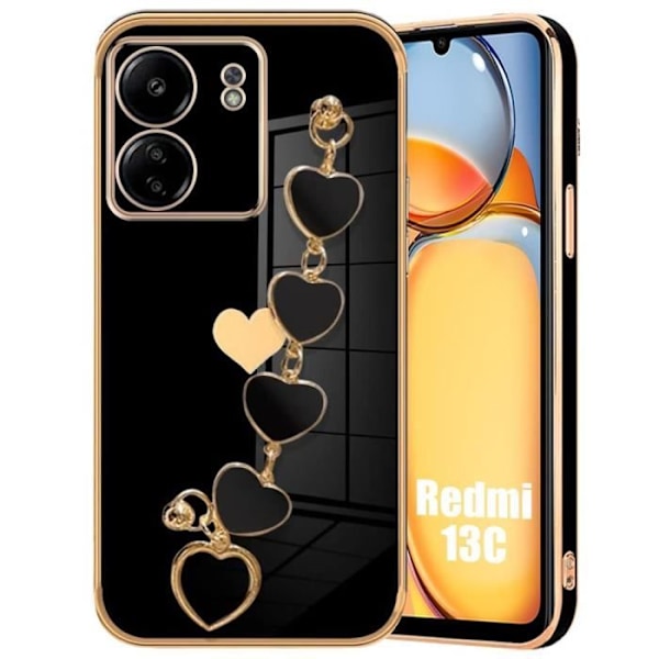 Coque - Xiaomi - Redmi 13C - Stødabsorberende TPU - Design Kærlighedsmotiv - Sort Svart