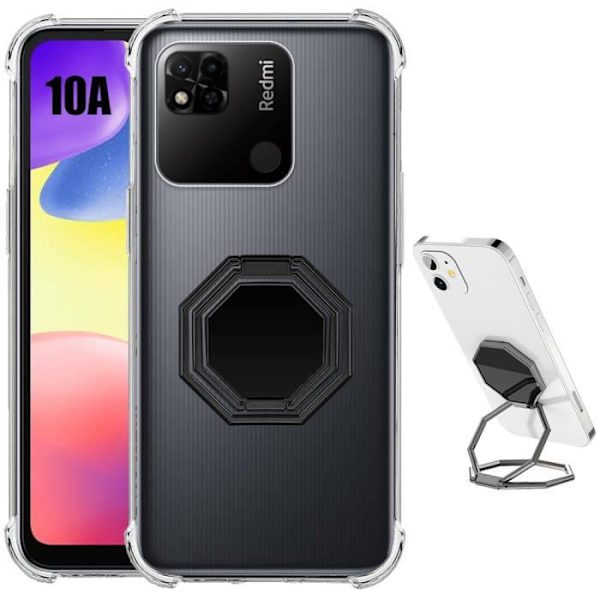 Fodral till Xiaomi Redmi 10A-Redmi 9C Silikon Ultra Slim Stötsäkert med Multi-Angle Rotation Stand Svart