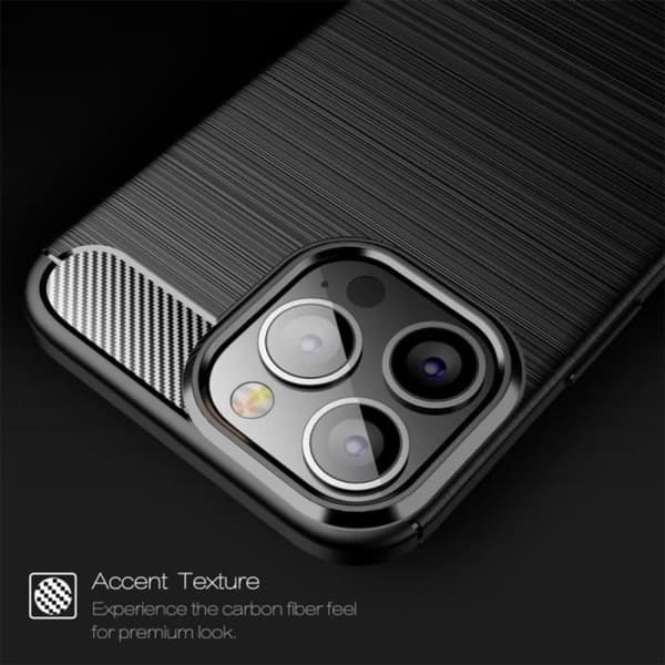 Coque - Silikon - för iPhone 13 Pro - Kolfiber Svart - 2 Härdat Glas - Ultra Stark Skydd Svart
