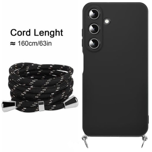 Lanyard-etui til Xiaomi Redmi Note 13 4G (ikke til 5G), stødsikker silikonebeskyttelse med sort snor