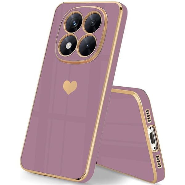 Skyddsfodral för Xiaomi Redmi Note 15 Pro 5G, Silikon med Hjärtmönster Stötskydd - Lila Lila