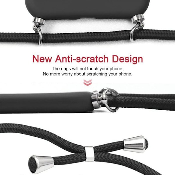 Coque til Xiaomi Redmi 14C, Anti-Rids Silikone Beskyttelse med Snor - Sort Svart